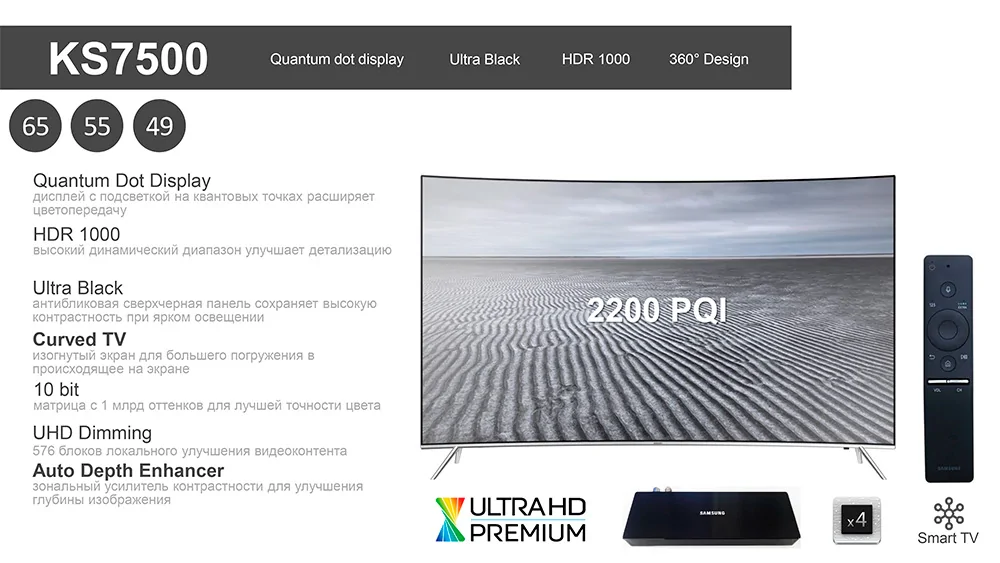 Преимущества телевизора Samsung UE55KS7500U