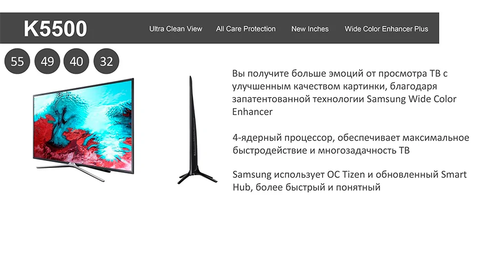 Преимущества телевизора Samsung UE55K5500AU