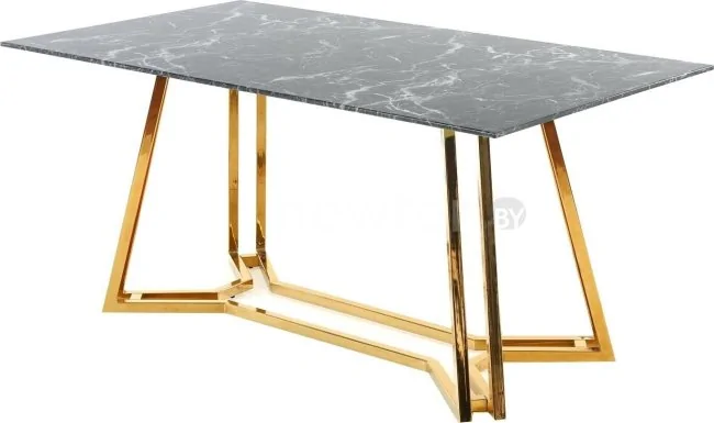 Кухонный стол Halmar Konami 160/90 (черный мрамор/золотой)