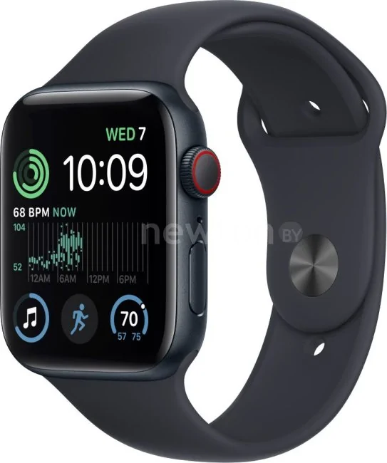 Умные часы Apple Watch SE 2 44 мм (алюминиевый корпус, полуночный/полуночный, спортивные силиконовые ремешки S/M + M/L)