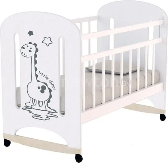 Классическая детская кроватка VDK Dino колесо-качалка (белый)