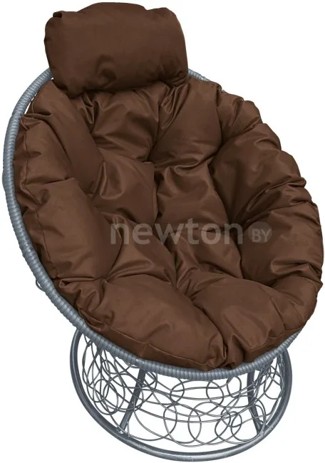Кресло M-Group Папасан мини 12070305 (серый ротанг/коричневая подушка)