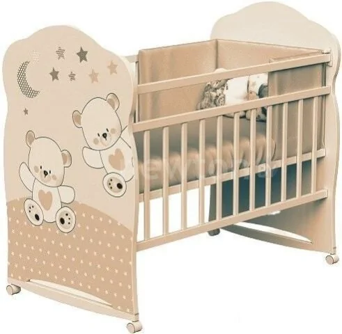 Классическая детская кроватка VDK Funny Bears колесо-качалка (слоновая кость)