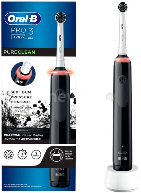 Электрическая зубная щетка Oral-B Pro 3 3000 Pure Clean Black D505.513.3 (черный)
