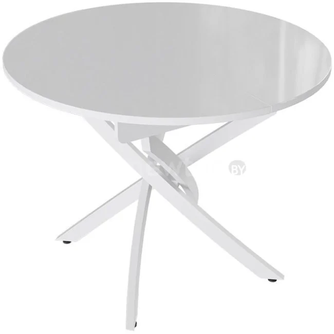 Кухонный стол Трия Diamond тип 3 КМ+02.68.000.168 (белый муар-белый глянец)