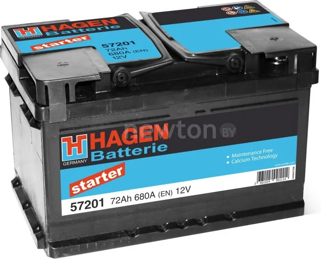 Автомобильный аккумулятор Hagen Starter 57201 (72 А·ч)