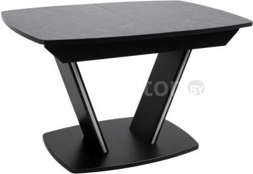 Кухонный стол Аврора Дрезден 130-161.5x80 (камень черный/черный)