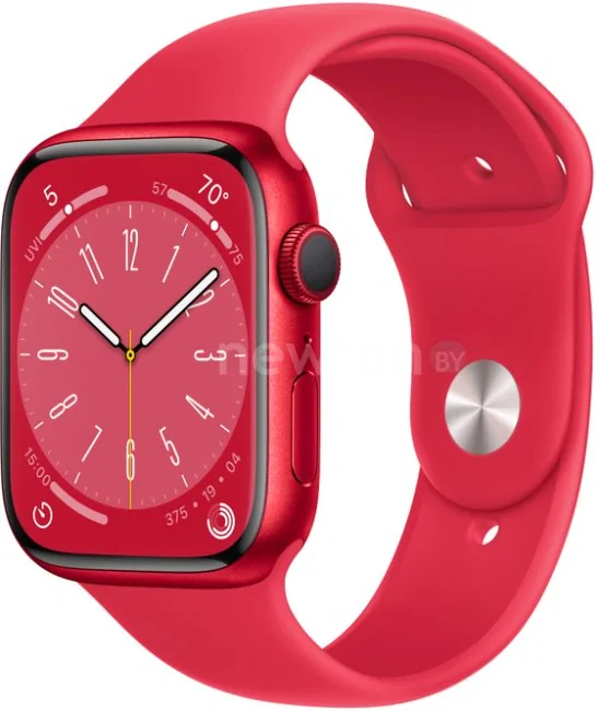 Умные часы Apple Watch Series 8 45 мм (алюминиевый корпус, красный/красный, спортивный силиконовый ремешок M/L)