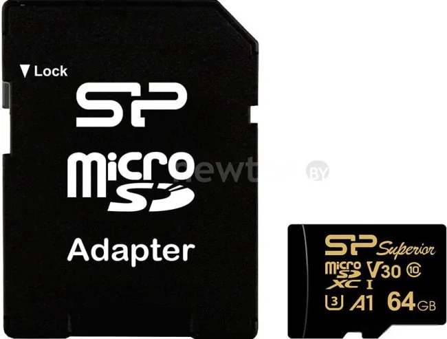 Карта памяти Silicon-Power Superior Golden A1 microSDXC SP064GBSTXDV3V1GSP 64GB