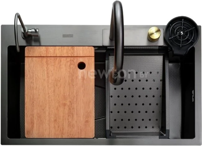 Кухонная мойка Avina Futur FK 7546 Rbe Multi Embossing (черный нано)