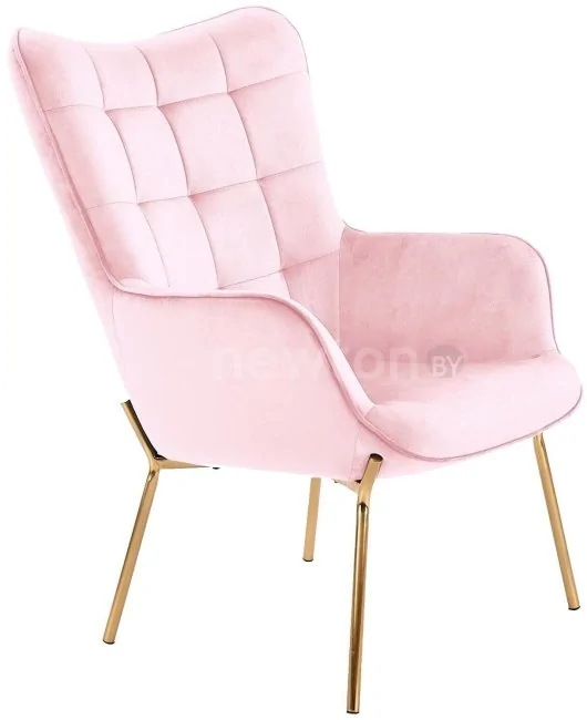 Интерьерное кресло Halmar Castel 2 (светло-розовый/золотой)