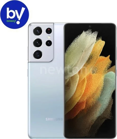 Смартфон Samsung Galaxy S21 Ultra 5G SM-G998B/DS 16GB/512GB Exynos Восстановленный by Breezy, грейд B (серебряный фантом)