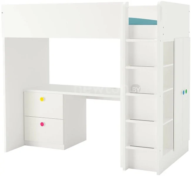 Кровать-чердак Ikea Стува/Фолья 200x90 (2 ящика, 2 дверцы, белый) 092.752.69