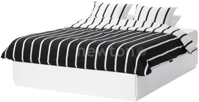Кровать Ikea Нордли 200x160 (6 ящиков, белый) 203.613.88