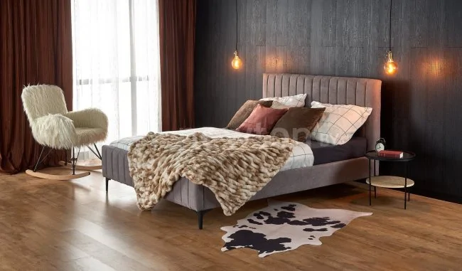 Кровать Halmar FRANCESCA 160х200 (светло-серый/черный)