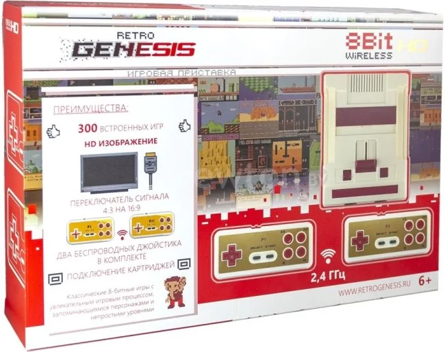 Игровая приставка Retro Genesis 8 Bit Wireless HD (2 геймпада, 300 игр)
