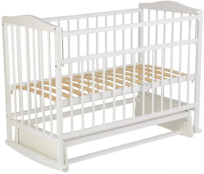 Классическая детская кроватка Фея 204 с маятником (белый)