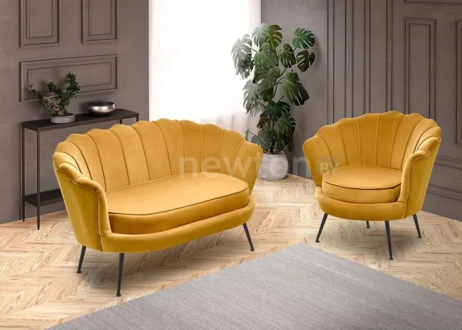 Интерьерное кресло Halmar Amorinito 2 (горчичный/золотой)