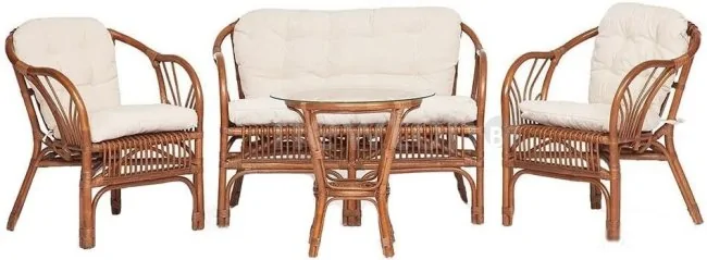 Набор садовой мебели TetChair New Bogota (диван/2 кресла/стол со стеклом, coco brown)