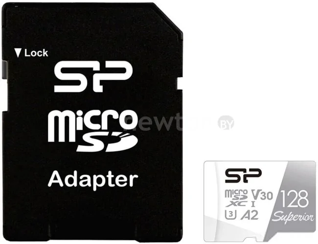 Карта памяти Silicon-Power Superior microSDXC SP128GBSTXDA2V20SP 128GB (с адаптером)
