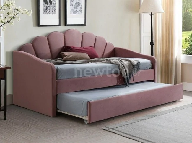 Кровать с выдвижным спальным местом Signal Bella Velvet 90х200 (античный розовый)