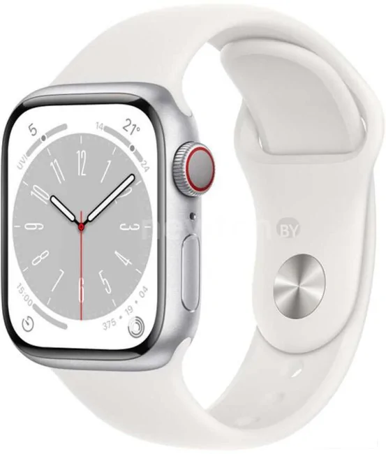 Умные часы Apple Watch Series 8 LTE 45 мм (алюминиевый корпус, серебристый/белый, спортивные силиконовые ремешки S/M + M/L)
