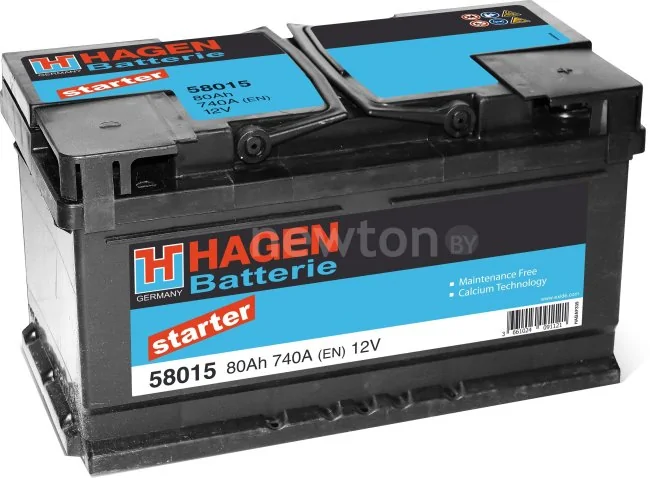 Автомобильный аккумулятор Hagen Starter 58015 (80 А·ч)