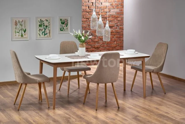 Кухонный стол Halmar Barret 90/190x80 (белый/дуб)