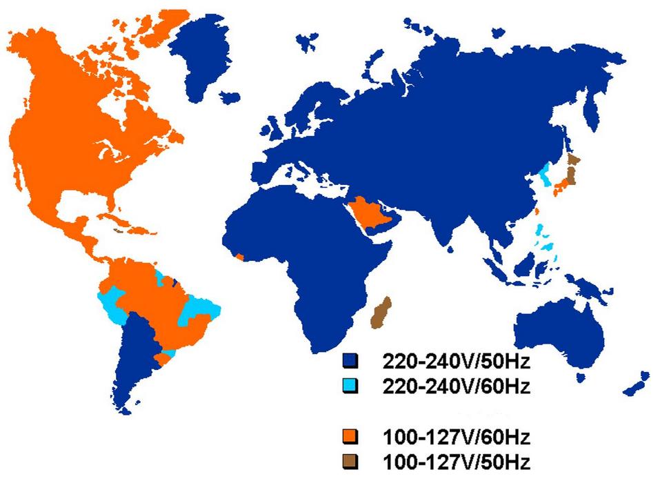Напряжение тока и частота в разных странах мира