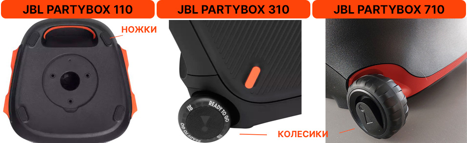 Колонки JBL Partybox: вид снизу
