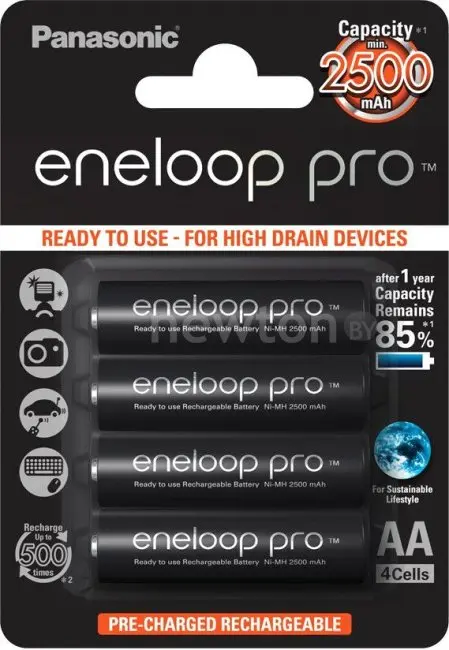 Аккумуляторы Panasonic Eneloop Pro AA 2500mAh 4 шт. (BK-3HCDE/4BE)