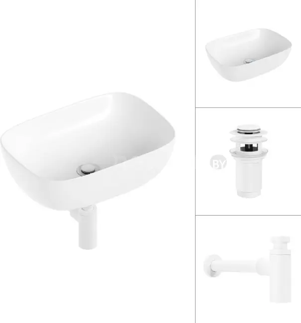 Умывальник Lauter 21493A + клапан 21190W + сифон 21635W (белый матовый)