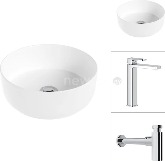 Умывальник Lauter 21499-31 + Cascade 21СК0655C с сифоном 21635CH (хром)