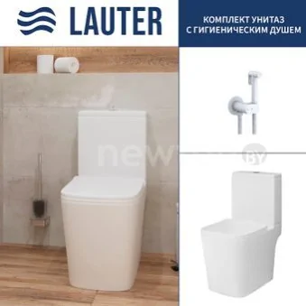 Унитаз напольный Lauter W09 P-TRAP 21900002 + гигиенический душ Neo 21LT0473MW (горизонтальный выпуск)