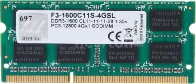 Оперативная память G.Skill 8GB DDR3 SODIMM PC3-12800 F3-1600C11S-8GSL