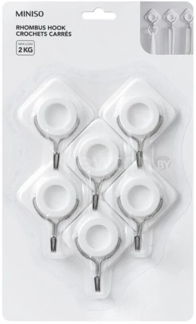 Крючок для ванны Miniso 2009 (6 шт, белый)