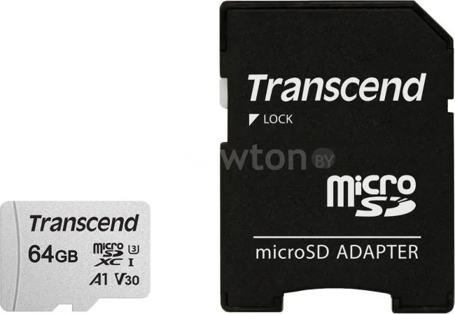 Карта памяти Transcend microSDXC 300S 64GB + адаптер