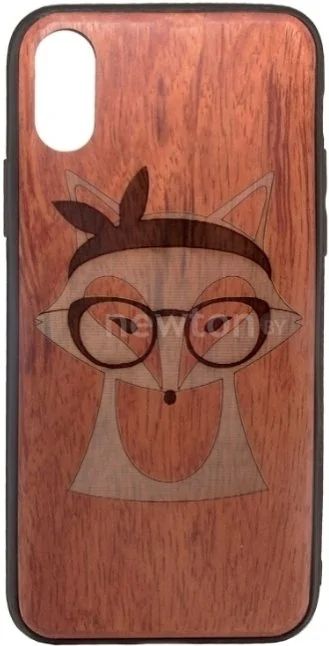 Чехол Case Wood для Apple iPhone X (палисандр, лис)