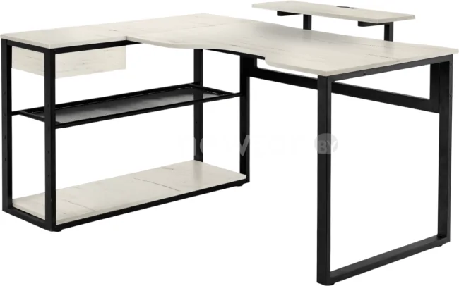 Офисный стол Millwood Каир Угловой 160x120х93.05 (дуб белый Craft/металл черный)