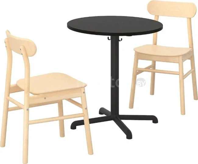 Журнальный столик Ikea Стенселе/Реннинге (антрацит/береза) 492.971.27