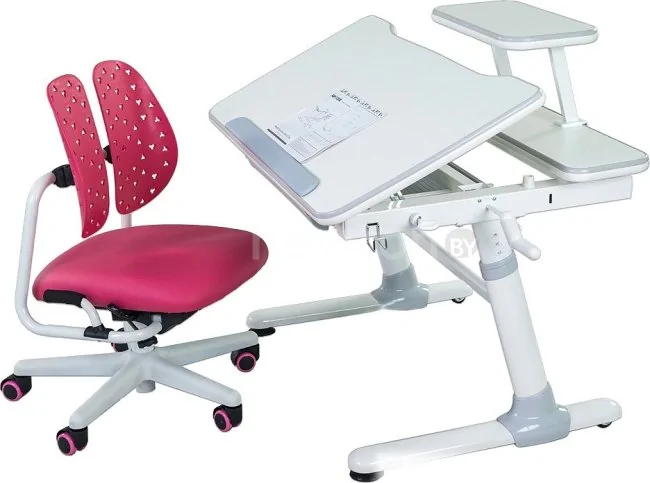Парта Fun Desk Carezza со стулом SST2 (серый/розовый)