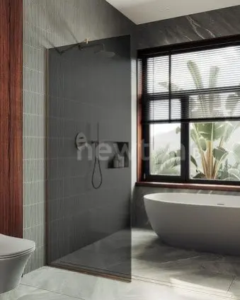 Душевая стенка MaybahGlass 89x195 MGD-693-2у (графитовое стекло/бронза)