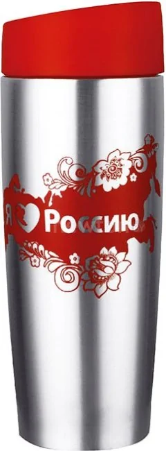 Термокружка Alpenkok AK-04013A Я люблю Россию 0.4л (серебристый)