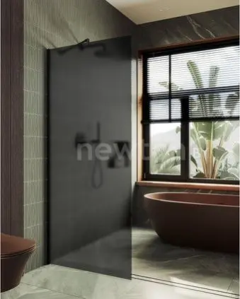 Душевая стенка MaybahGlass 89x195 MGD-694-6ш (графитовое матовое стекло/черный)