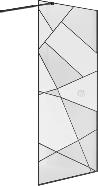 Душевая стенка Niagara NG-680-10BLACK 100x195 (черный матовый/прозрачное стекло с рисунком)