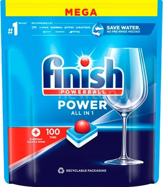 Таблетки для посудомоечной машины Finish All in 1 Powerball Power (100 шт)