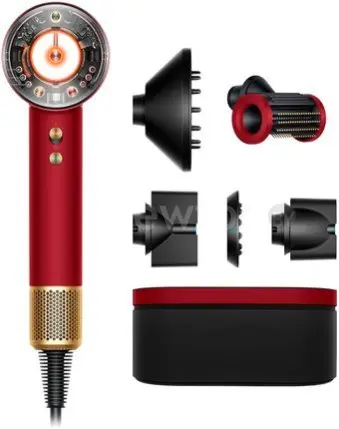 Фен Dyson HD16 Supersonic Nural Straight+Wavy (евровилка, красный бархат/золотой)