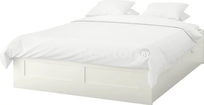 Кровать Ikea Бримнэс 200x160 (4 ящика, белый, Леирсунд) 692.107.36