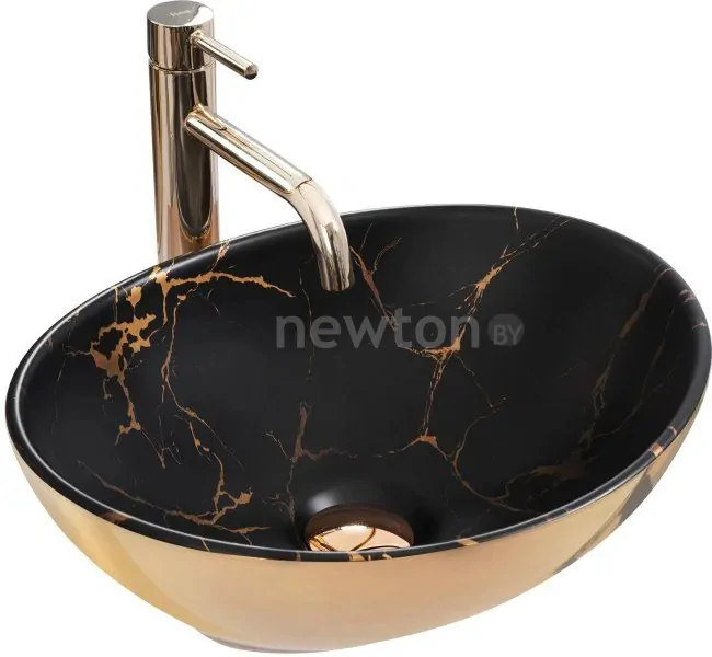 Умывальник Rea Sofia in marble black gold U8012