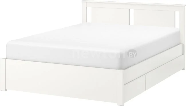 Кровать Ikea Сонгесанд 200x160 (4 ящика, белый, Леирсунд) 592.413.47